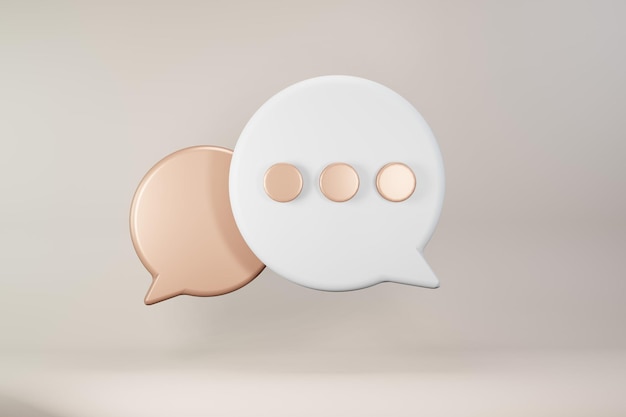 Photo 3d render rose gold chat icon ux ui contact comment messenger 3d render modern minimal rendering 3d
