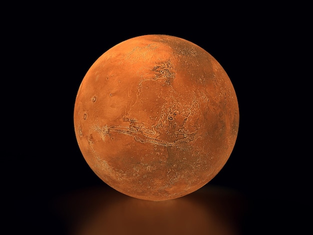 3D render ruimte achtergrond oranje mars met reflectie