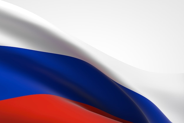 Photo 3d render of the russian flag waving.