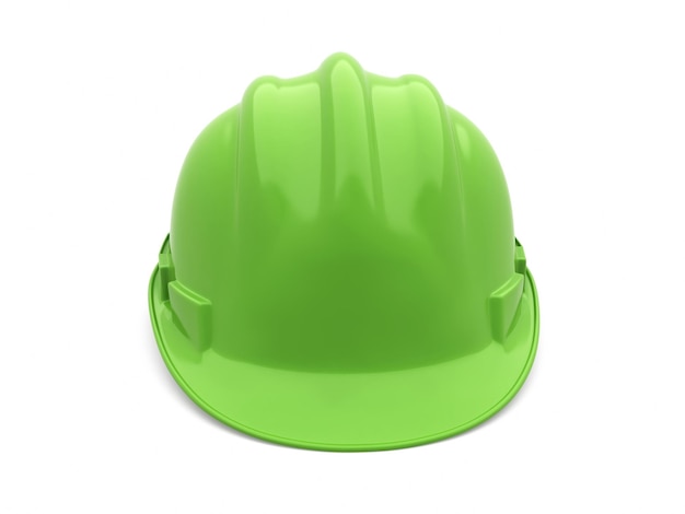 Photo 3d render safety helmet green (isolated on white and clipping path)