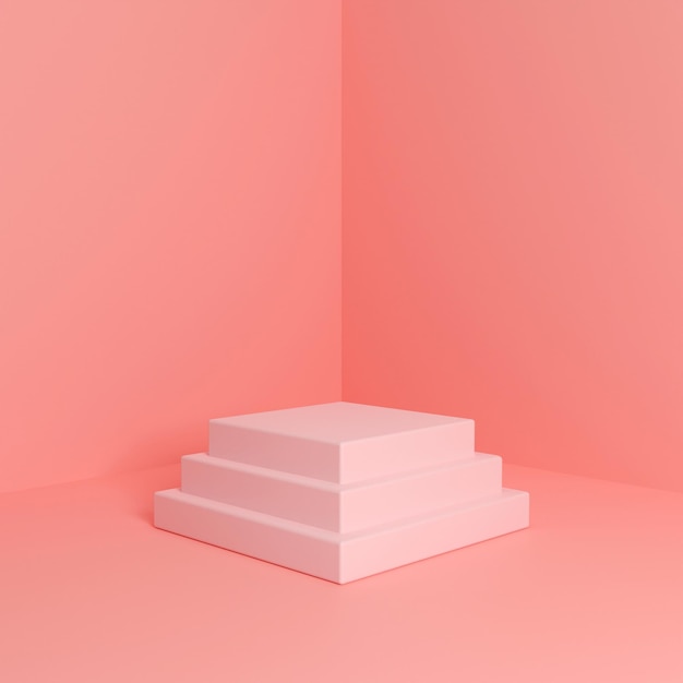 3d render schattig podium met roze kleur achtergrond