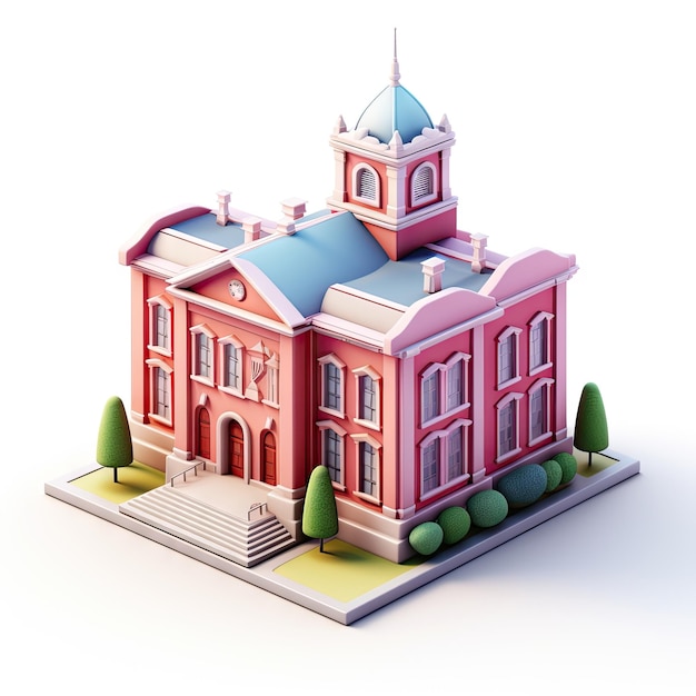 Photo 3d render of a school building