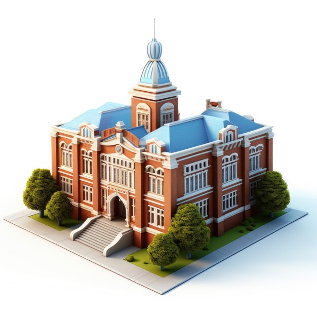 Photo 3d render of a school building