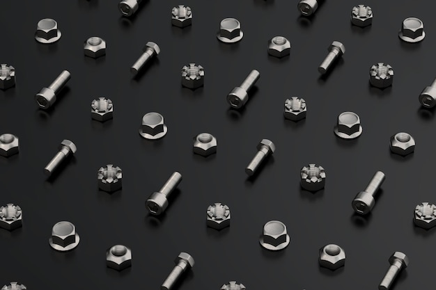 Photo 3d render screw set tools backgrond