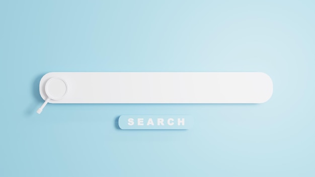 3d render search engine on blue background