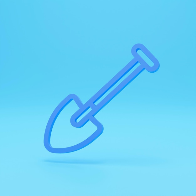 3d render of Showel line icon in trendy style Stroke pictogram isolated on a colour background3d illustration of Showel premium outline icon