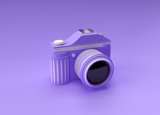 3D Render SLR Camera op een kleur illustratie.