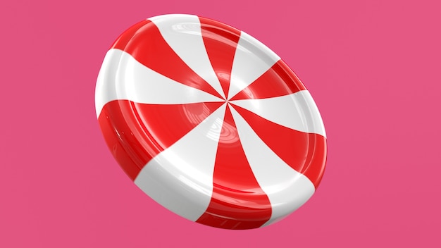 3d render snoep lolly wit rood