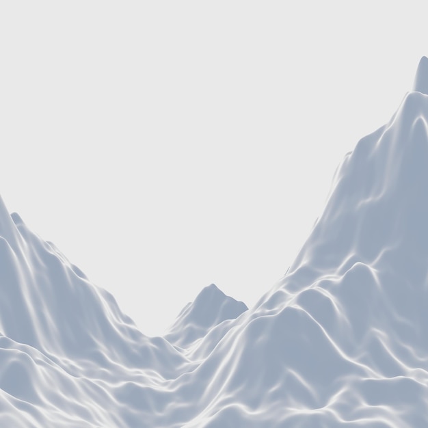 Photo 3d render snow mountain white terrain