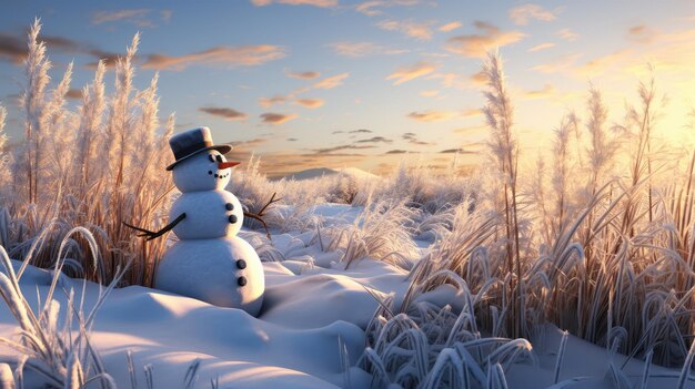 Photo 3d render snowman snowman illustration hd 8k wallpaper stock photographic image