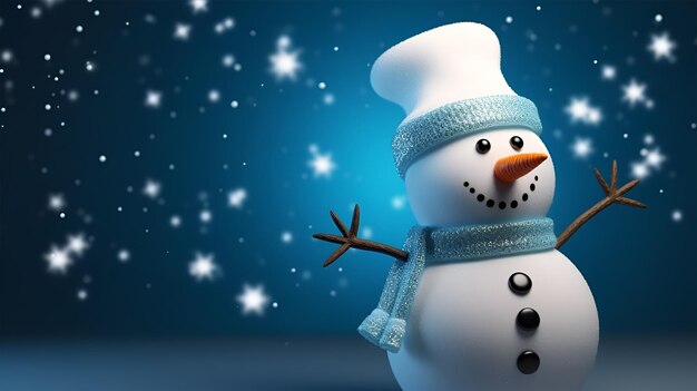 Photo 3d render of snowman