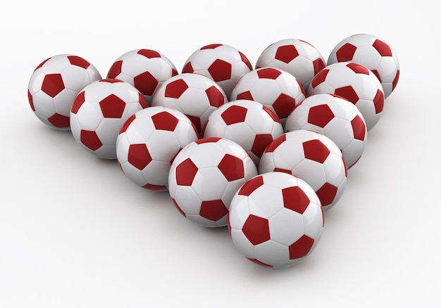 3d render soccer ball group (isolated on white and clipping path)