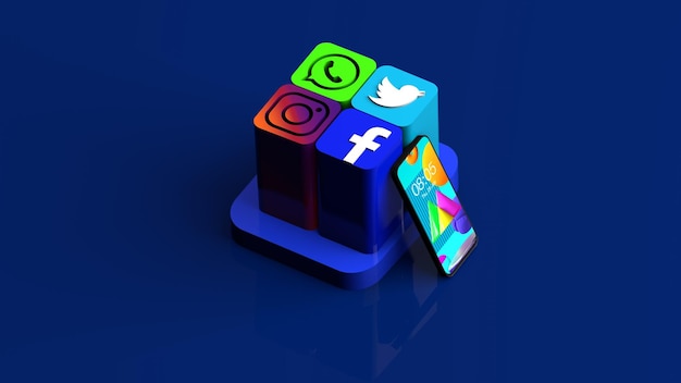 3D RENDER SOCIAL MEDIA AND LEAN ANDROID SMARTPHONE