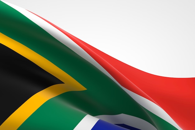 手を振っている南アフリカの旗の3Dレンダリング。