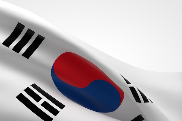 3d render of the South Korean flag waving.