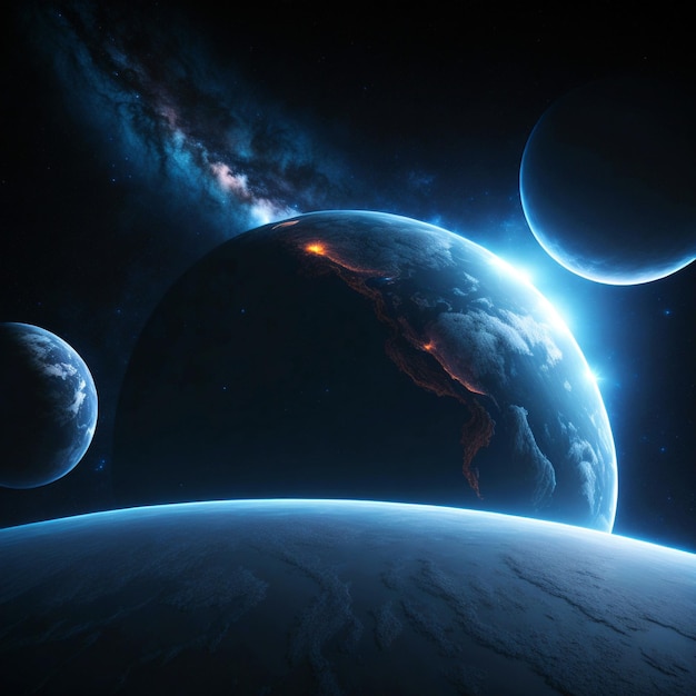 3d render of a space scene with earth