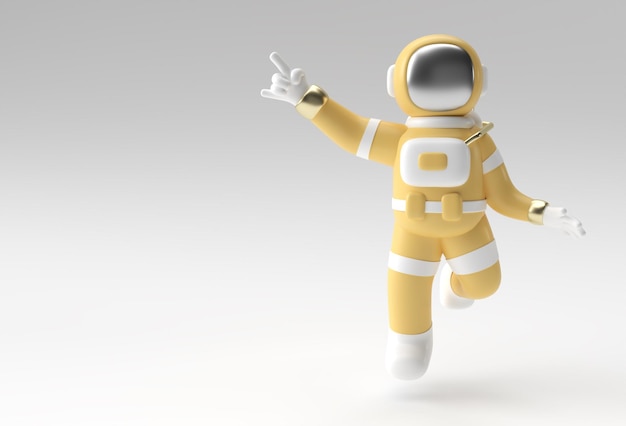 3D render Spaceman Astronaut Hand wijzende vinger gebaar 3d illustratie Design