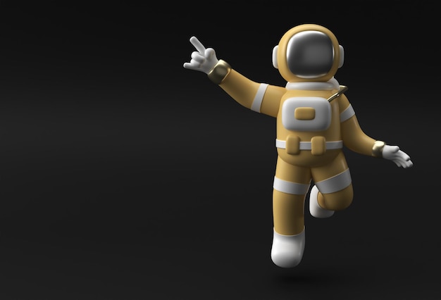 3D render Spaceman Astronaut Hand wijzende vinger gebaar 3d illustratie Design