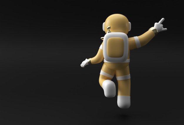 3D render Spaceman Astronaut Hand wijzende vinger gebaar 3d illustratie ontwerp.