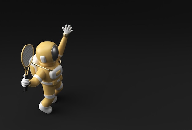 3d Render Spaceman Astronaut Playing Tennis 3d illustration Design