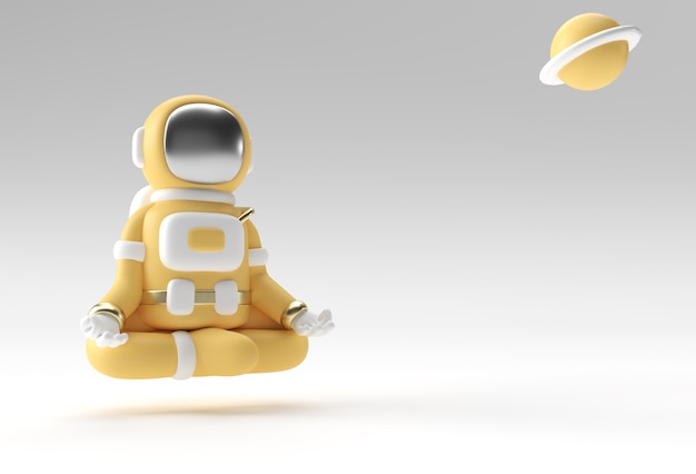 3D render Spaceman Astronaut Yoga gebaren 3d illustratie ontwerp.