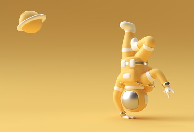 3D render Spaceman Astronaut Yoga gebaren 3d illustratie ontwerp.