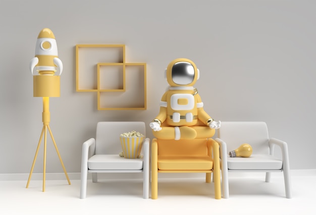 3d Render Spaceman Astronaut Yoga Gestures 3d illustration Design.