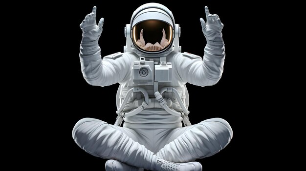 3d Render Spaceman Astronaut Yoga Gestures on white background