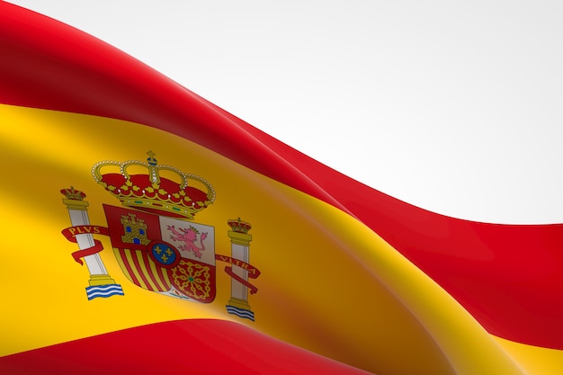 3d render of the Spanish flag waving.