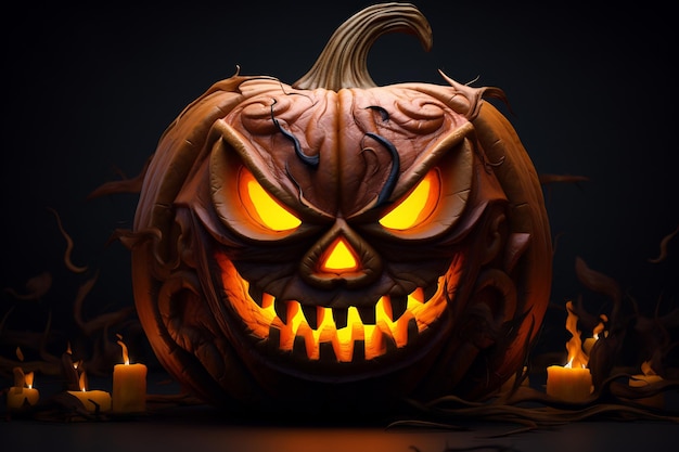 3D render of spooky halloween pumpkin