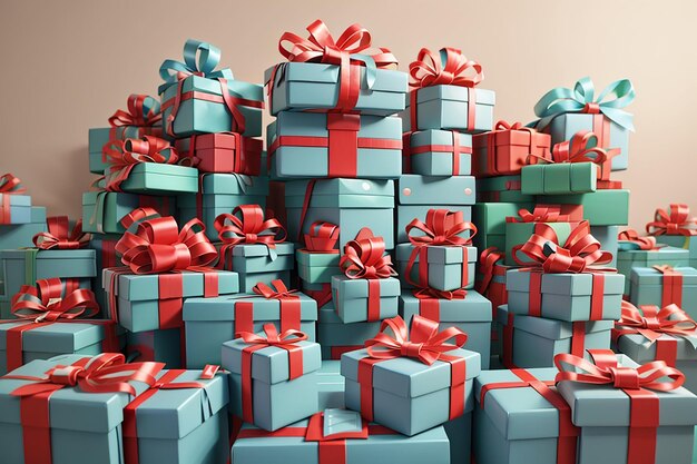 3d render of stacked gift boxes