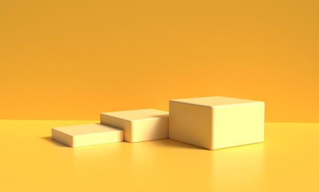 3d render stage podium product yellow