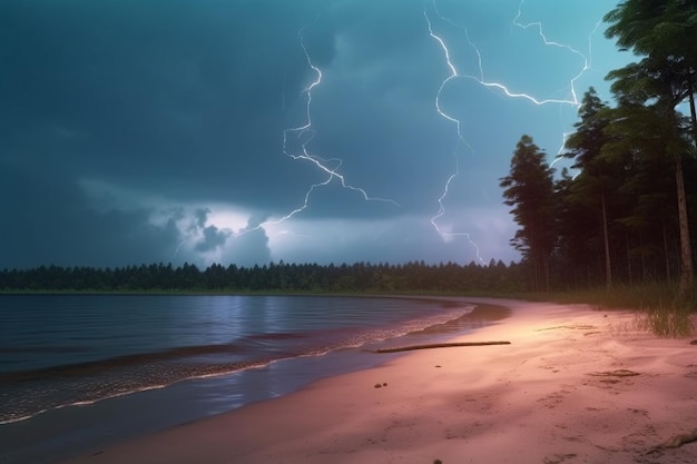 3D Render Stormy Beachscape