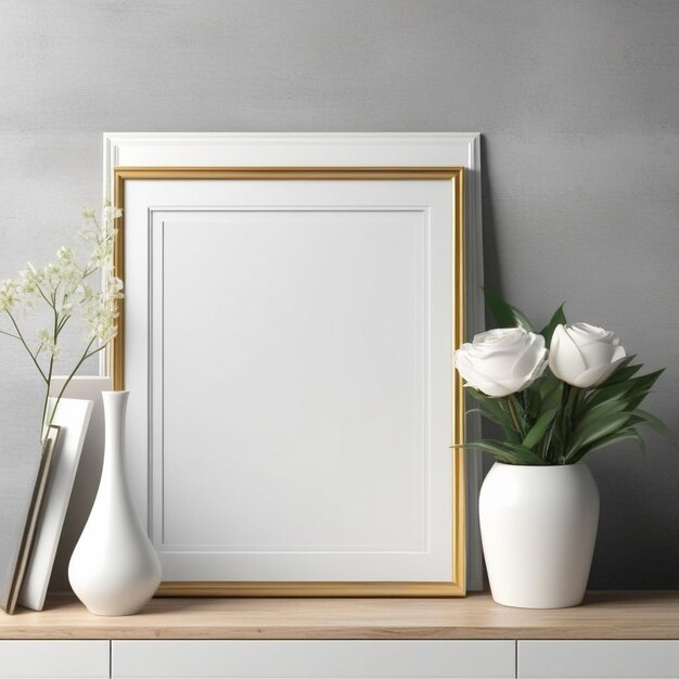 3d render style mockup picture frames ready to decorate elements to look beautiful ai generative