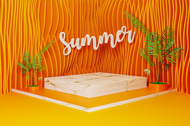 3d render of summer podium