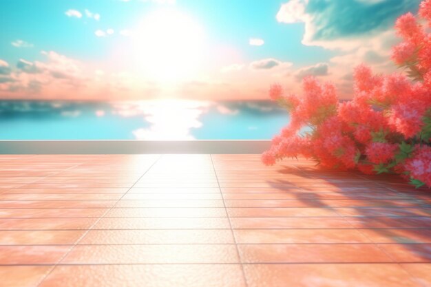 3D Render of a Summer Themed Background Landscape