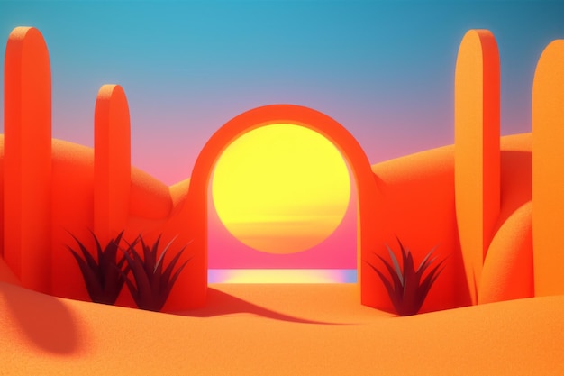 3d render of a summer themed background landscape