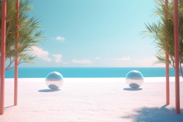 3D Render of a Summer Themed Background Landscape