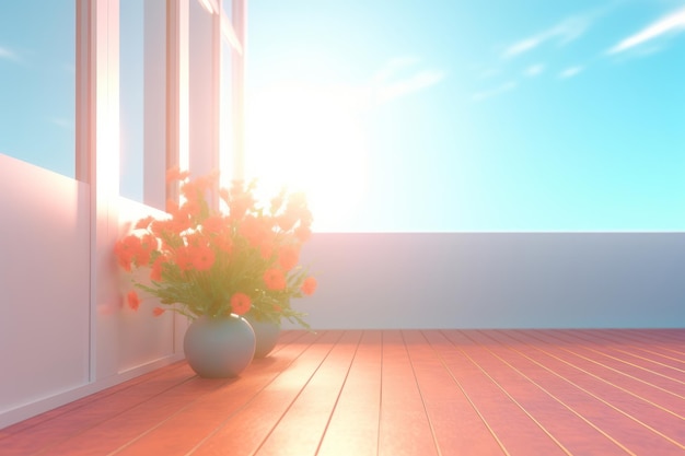 3D Render of a Summer Themed Background Landscape