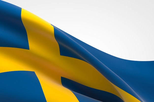 3d render of the Swedish flag waving.