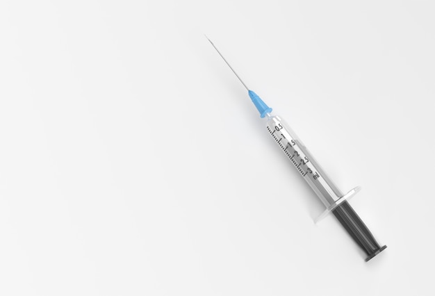 3D Render Syringe for vaccine, vaccination, injection, flu shot. Medical equipment