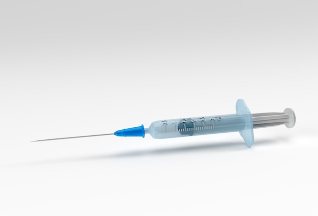 3D Render Syringe for vaccine, vaccination, injection.