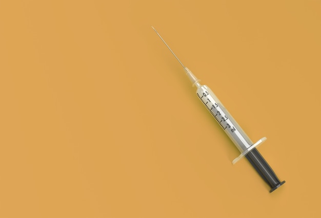 3d render syringe for vaccine, vaccination, injection.