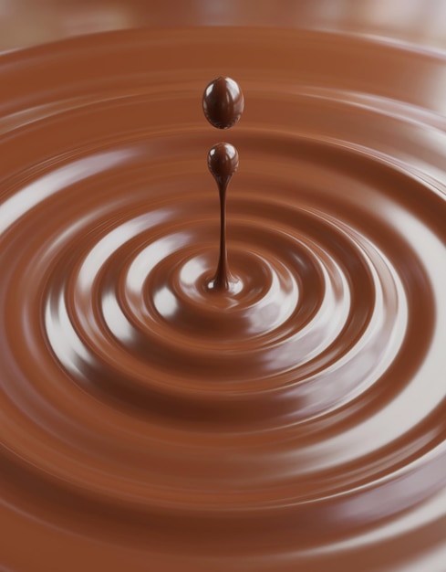 3d render of tasty chocolate drop or liquid hot chocolate