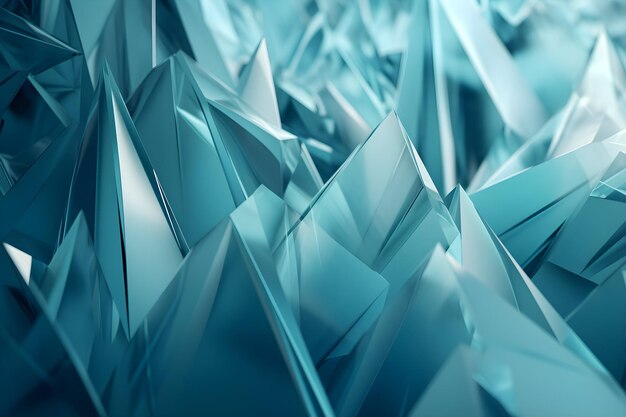 3D Render of teal Abstract Ethereal Glass Shards Background