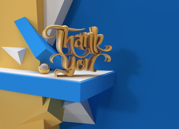 3D Render Thank You Lettering Typographical 3D Flyer Poster Illustration Design.