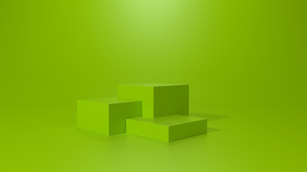 3D render of three cube platform