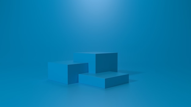 Foto rendering 3d di tre piattaforme cubo