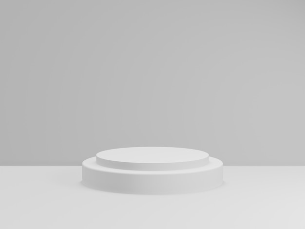 3d render of total white podium for product. mockup stage.