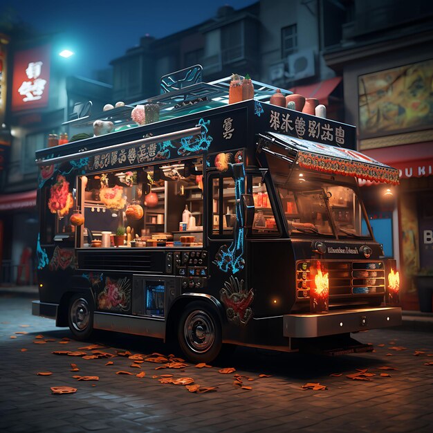 Premium AI Image | 3D Render of Toy Korean Bbq Truck Korean Bbq Themed
